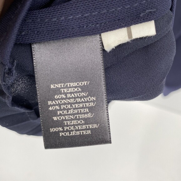 Ann Taylor Women's Round Neck Sleeveless Pleated Tank Top Blouse Navy Blue XS - Picture 4 of 9